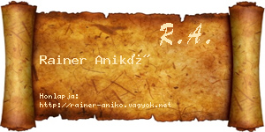 Rainer Anikó névjegykártya